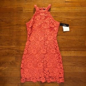NWT Lulus Coral Orange Lace Dress Size M